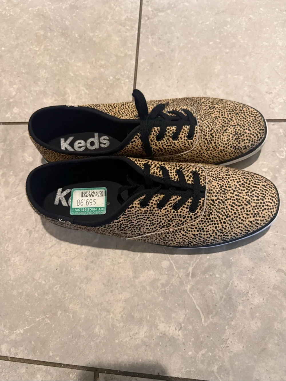 Keds Champion Animal Leopard Print Low-Top Sneakers - Tan/Black US 11